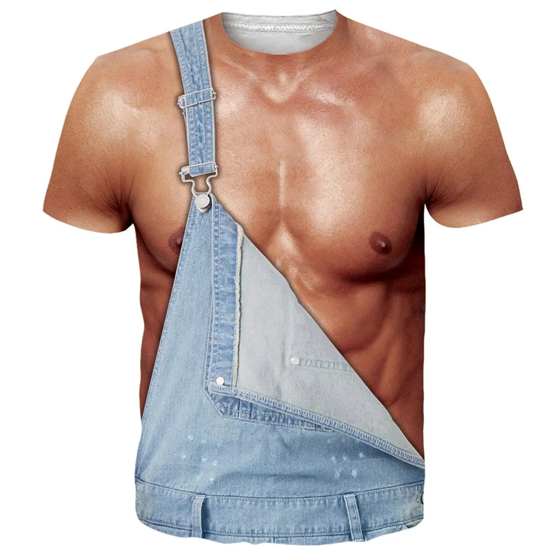 Trick, Funny, Fun, Hairy Chest Pattern, Men's Printed Muscle, Fake Abdominal Muscles, Summer and Spring Role-playing Costumes image 3