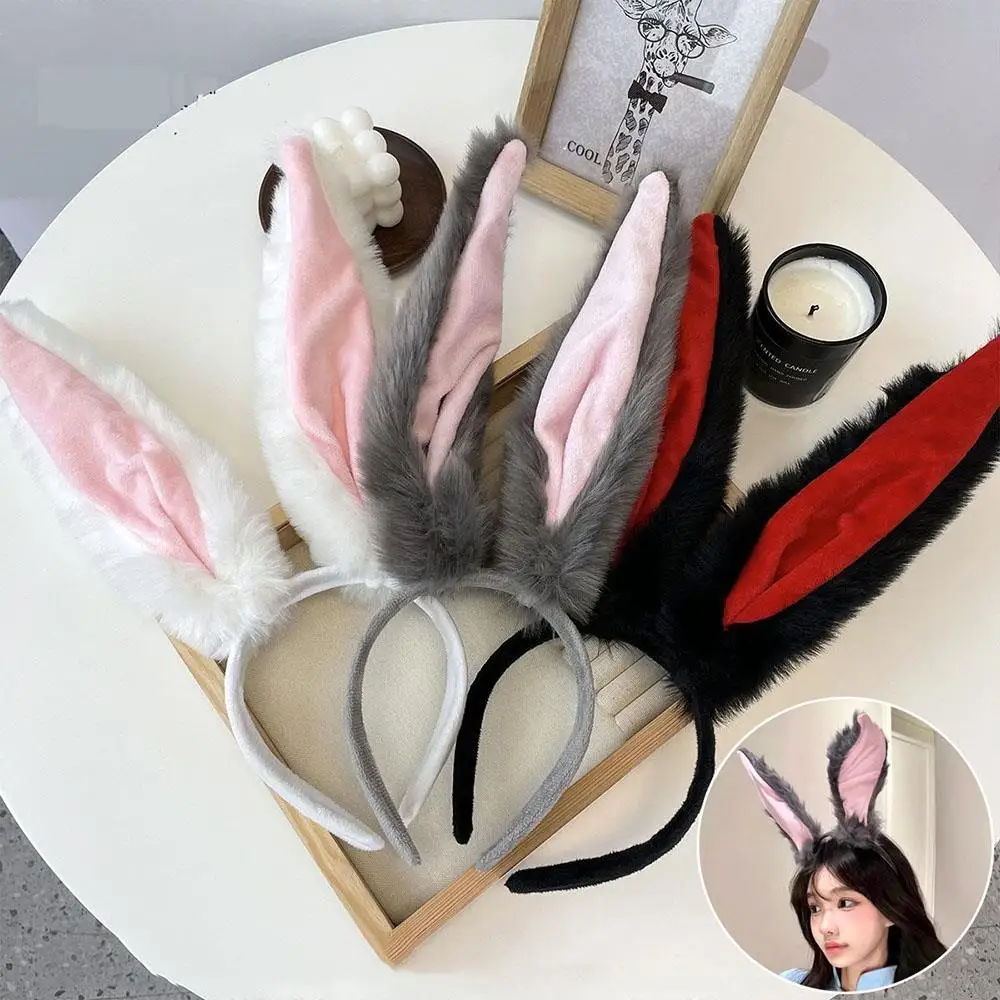 Furry Animal Headpiece Rabbit Long Ear Headband Oversized Ears Hair Hoop Plush Decor DIY Hair Supplies Soft Warm Hairband