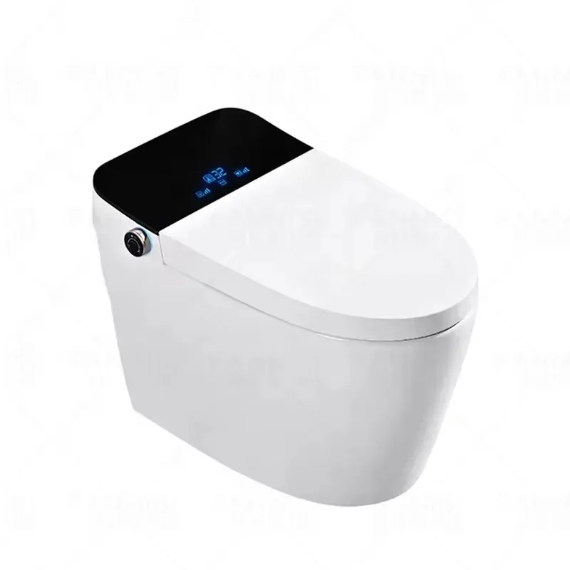 Wholesale ceramic bathroom automatic heating seat with kick flush function smart toilet