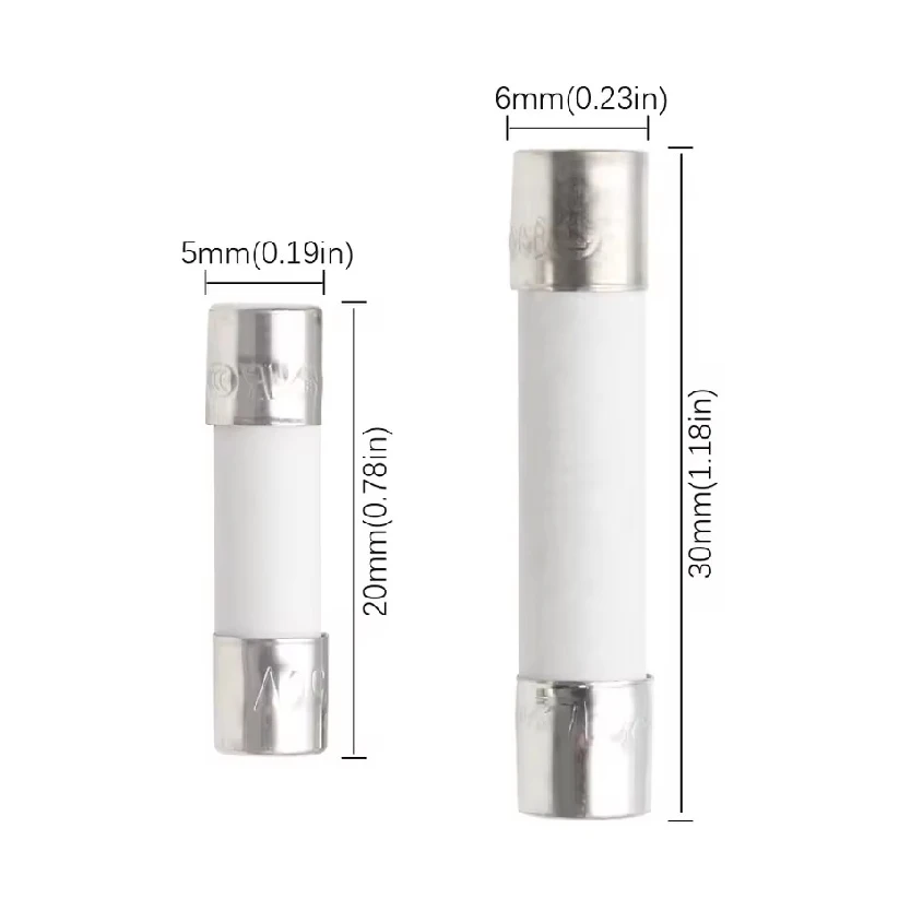 Fast Blow Tube Fuses 250V 0.5A 1A 2A 3A 4A 5A 6A 6.3A 8A 10A 15A 20A 25A 30A AMP Fuse Ceramic Fusible 5×20mm 6×30mm