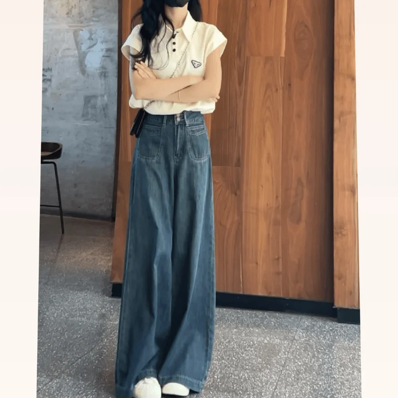 

High Waist Wide Leg Jeans Women Loose Flowy Straight Leg Floor Length Pants Vintage
