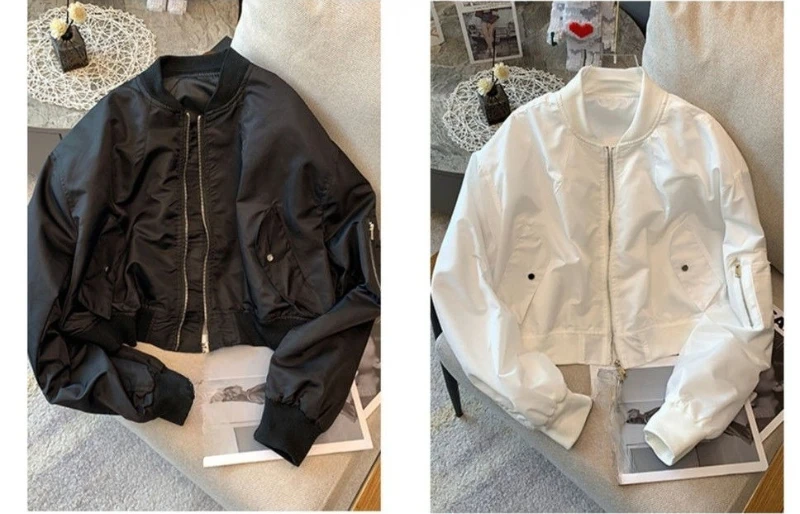 

American Style Vintage Black Jacket Women Outfits Design Casual Short Tops Solid Fashion Loose Coat Harajuku Outwear