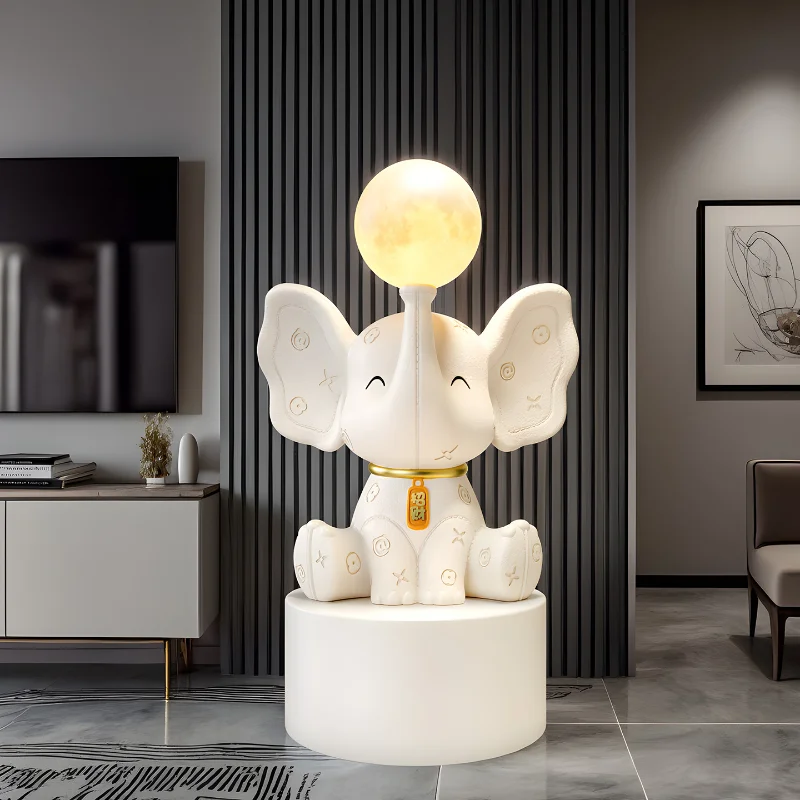 

High-end Practical Leather-grained Lamp Elephant Decorative Ornaments for The Living Room TV Cabinet Living Room Decoration