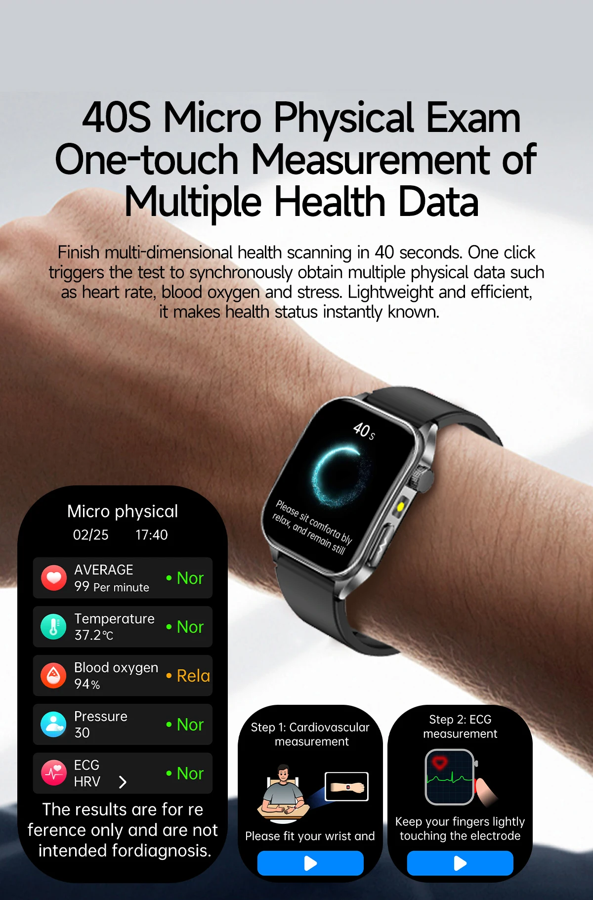 Smartwatch Avec Ecg Et Analyse De Santé Par Laser Dual-probe_voghion.com
