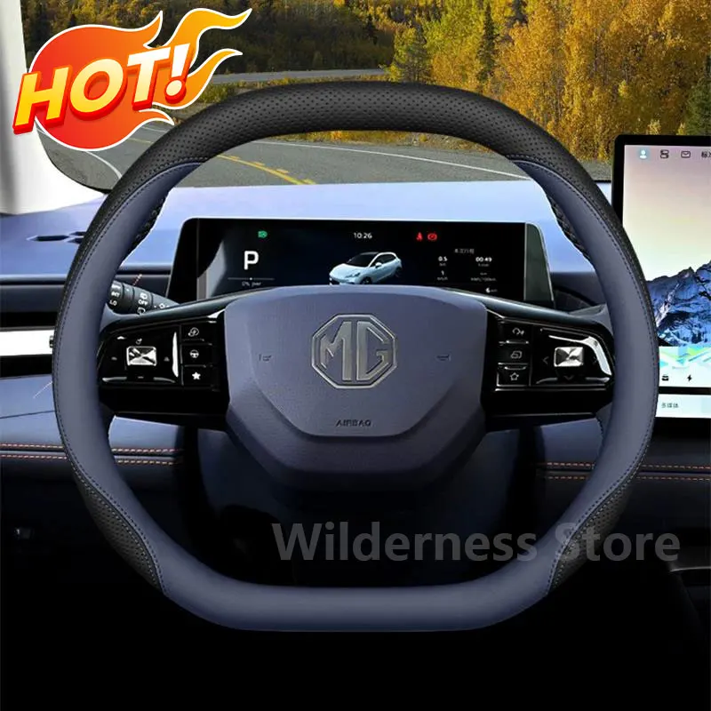 Sport Style Leather Steering Wheel Cover for MG ZS Hybrid ES5 HS EZS ZS EV MG 4 EV MG 3 MG3 2023-2026 Auto interior accessories