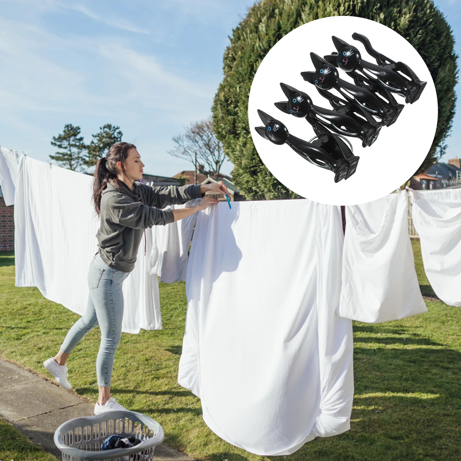 

4Pcs High Elasticity Clothes Clamp Cat Shape Windproof Beach Towel Clips Quilt Fixing Clamp for Outdoor Clothes Drying