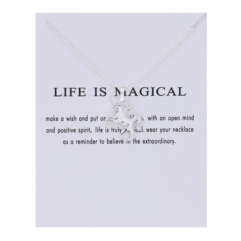 Promotional Unicorn Necklace Alloy Pony Creative Card Clavicle Chain Fashion Gift For Women Lovers Jewelry Wholesale