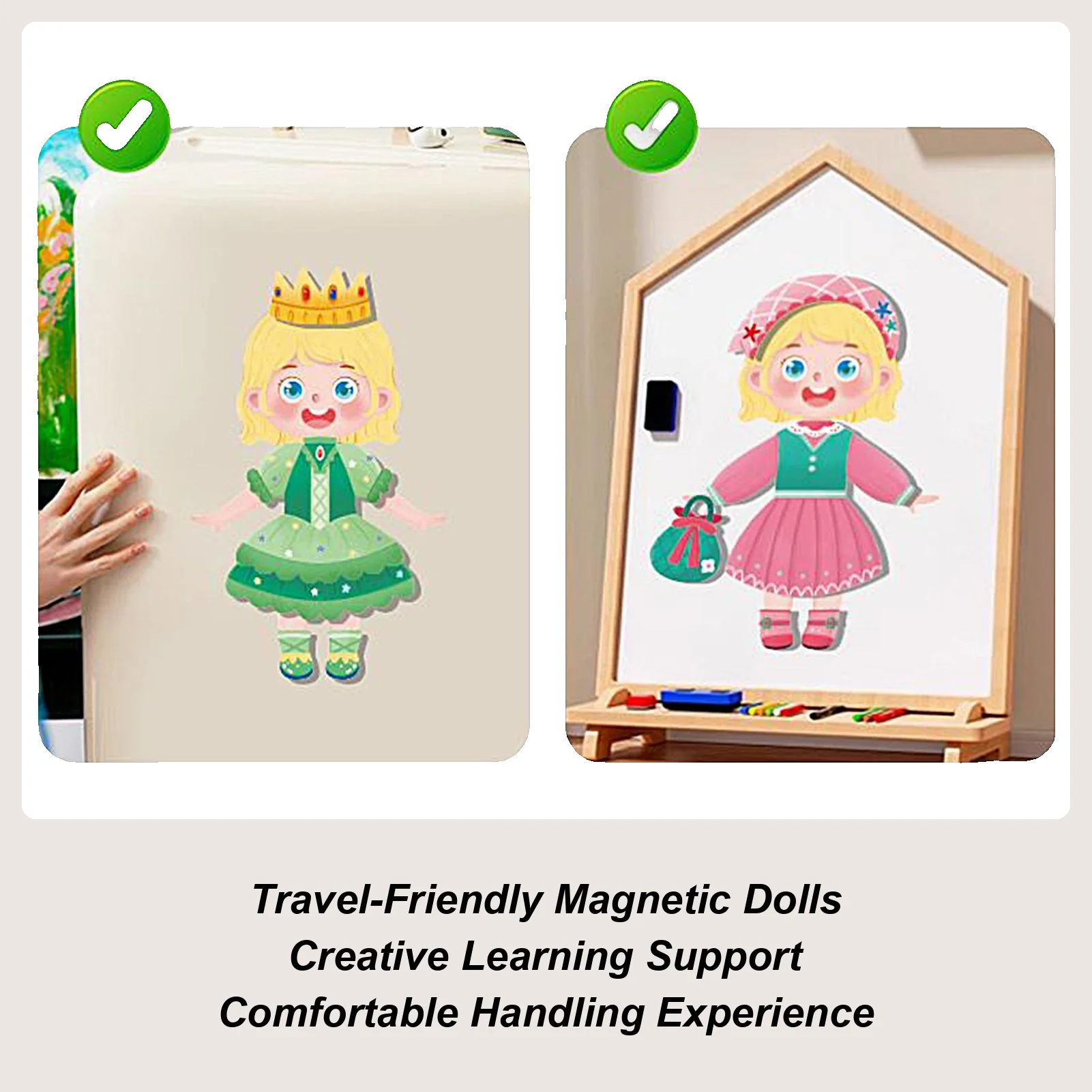 Wooden Magnetic Jigsaw Puzzles Toy Dress-up Doll Magnetic Game Box Educational Learning Jigsaw For Road Trip Home School Outdoor
