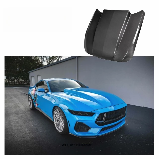 

Carbon Hood for Mustang 2024 2025 S650 Upgrade Super Charger Style Carbon Fiber Engine Bonnet Hood