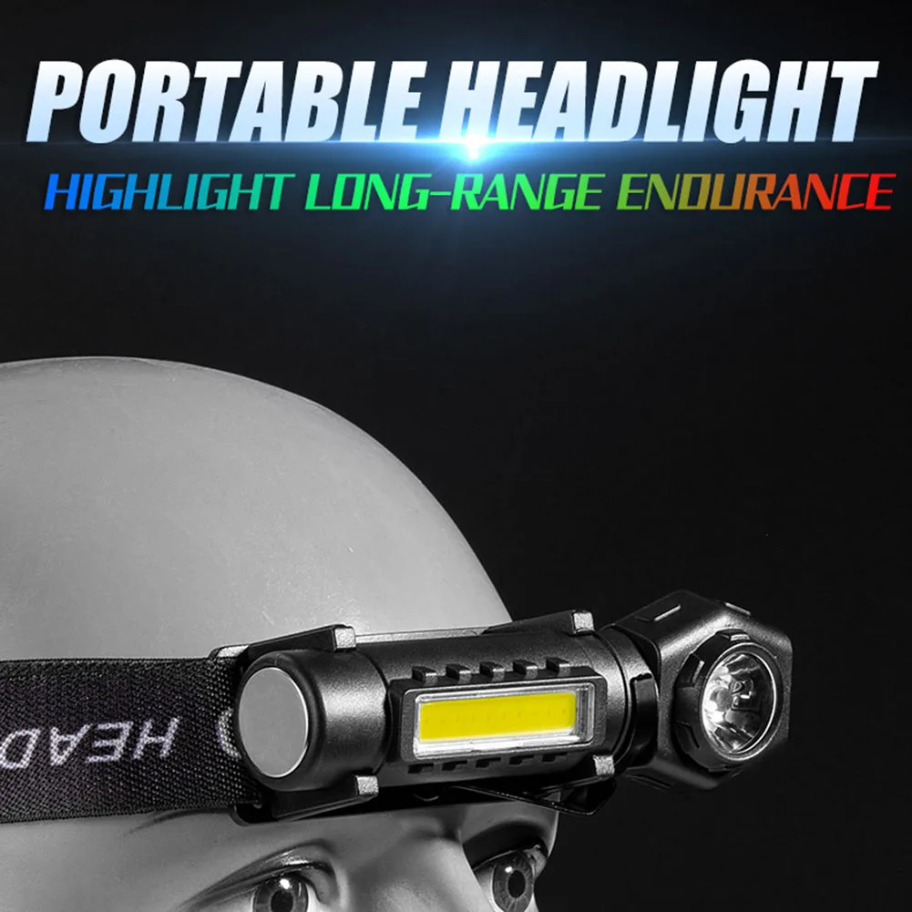 LED COB Powerful Headlamp Detachable Waterproof Head-Mounted Flashlight Portable Multifunctional Lightweight for Running Cycling