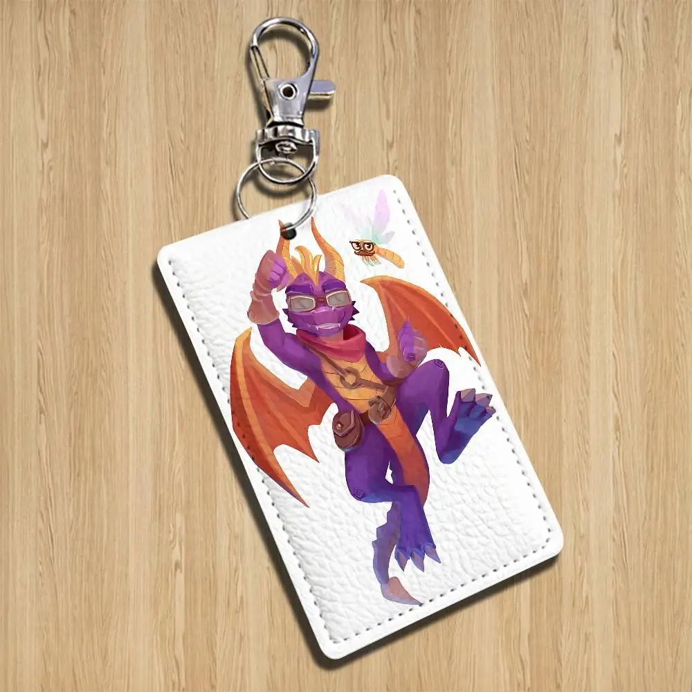 game Spyro the Dragon Sparx Leather Keychain Badge Holder with Lanyard - ID/Access Card Holder, Key Ring Accessory, Gift Option view 3