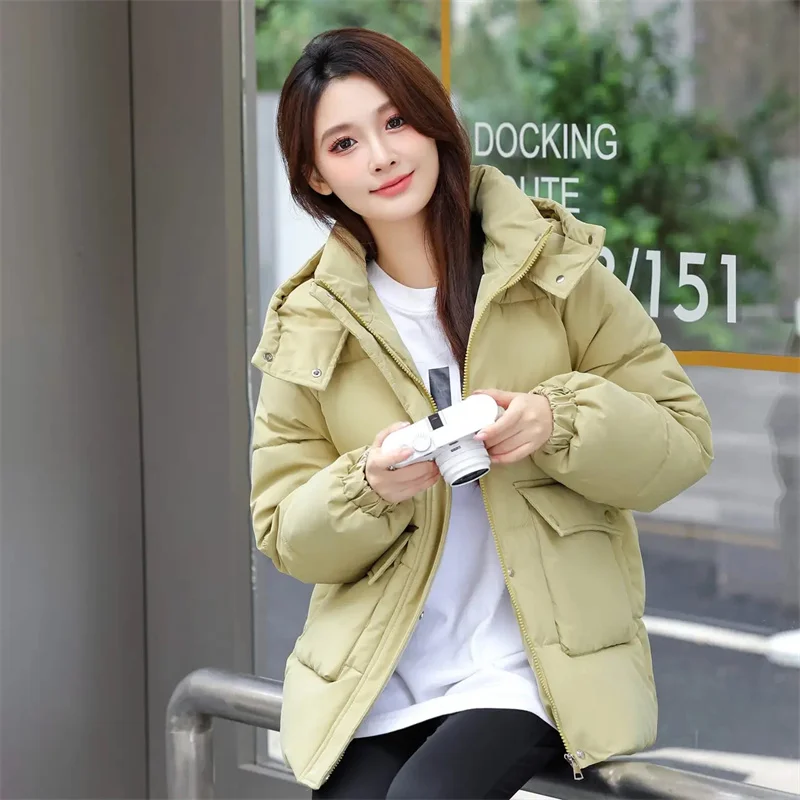 

Новинка 2025 года, зимняя хлопковая куртка, женское хлопковое пальто Parker, универсальное толстое свободное пальто с капюшоном в Корейском стиле, теплое женское пальто