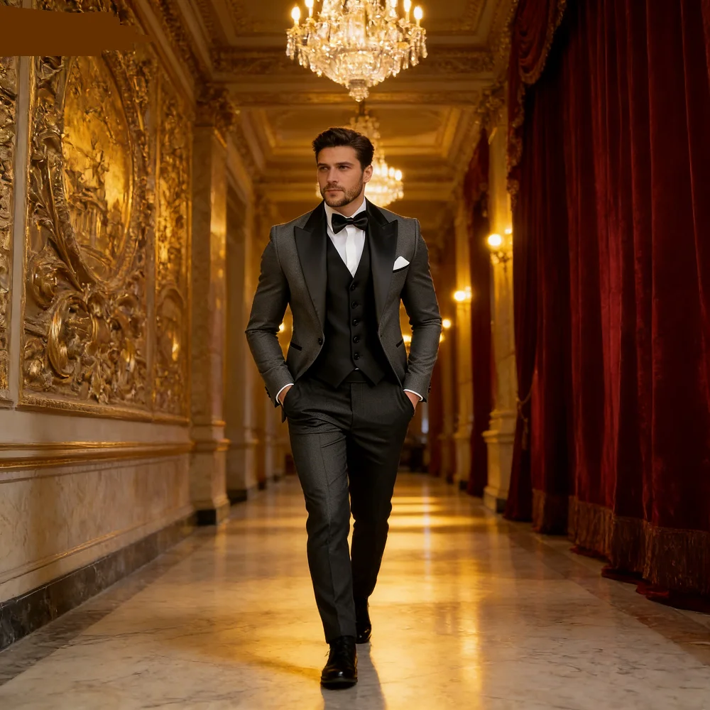 

Мужской зеленый и черный формальный комплект Terno из 3-х предметов: пиджак, свадебный костюм жениха, идеально подходящий для свадебной церемонии и танцев