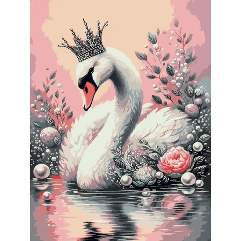 

GATYZTORY Swan Painting By Numbers Handpainted Acrylic on Canvas Paints Animal Acrylic Painting on Canvas Wall Decor Art Supplie