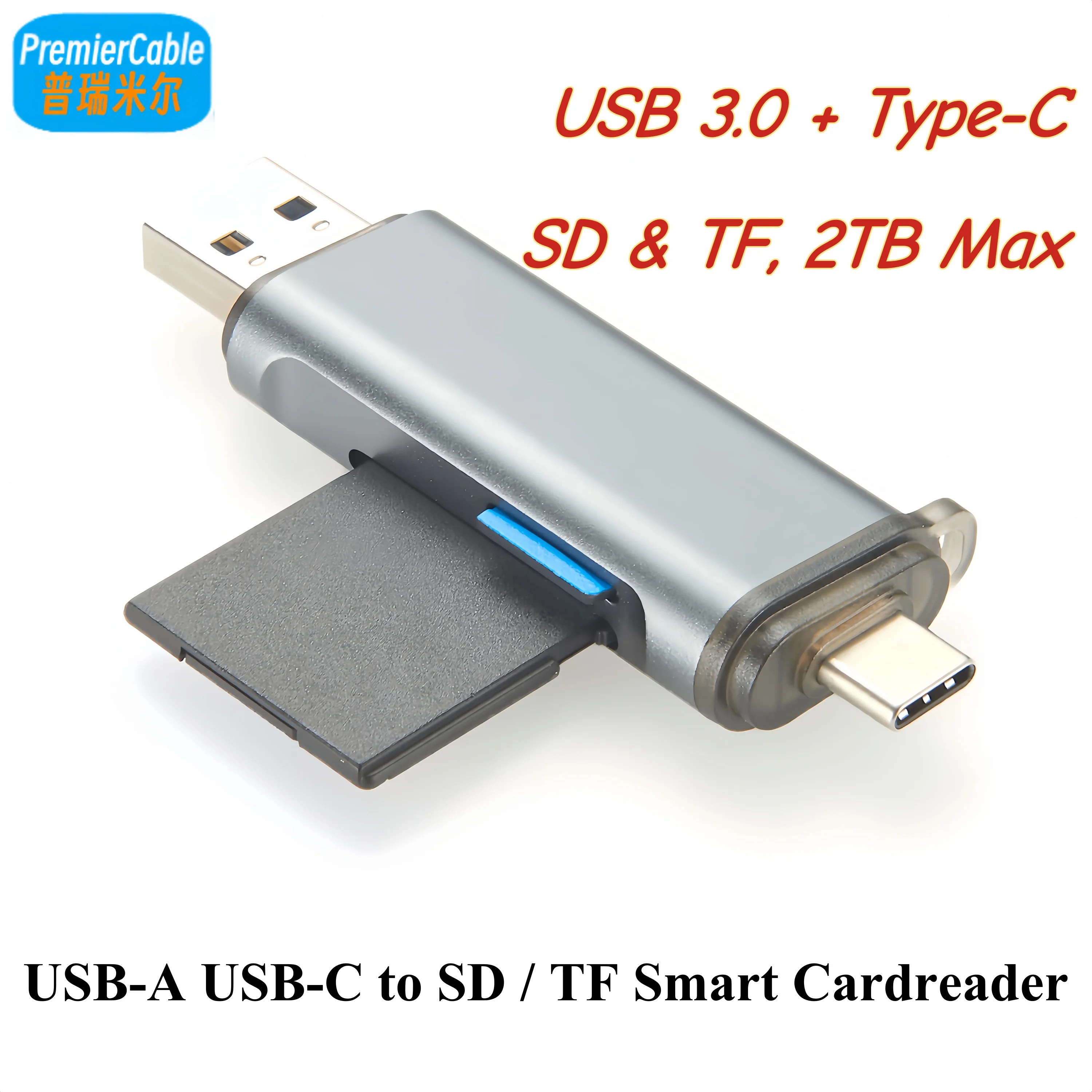 

USB-A USB-C to SD/TF Memory Card Adapter, 2-In-1 USB 3.0 Card Reader Hub, 5Gbps 2TB Smart Cardreader for Phone Laptop Macbook