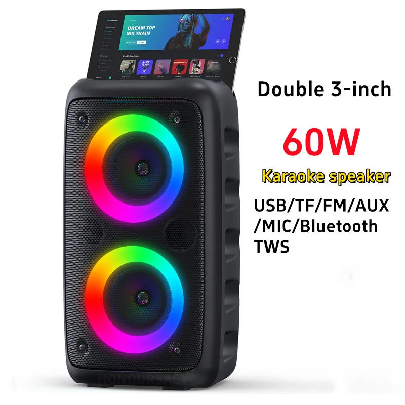 

60W Dual 3 Inch Caixa De Som Bluetooth Speaker Home Theater Sound Box Portable Karaoke Stereo Music Subwoofer Support FM SD Card