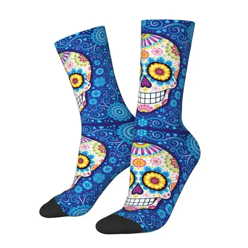 Kawaii Day Of The Dead Sugar Skull Socks Men Male Women Breathable 3D Printing Halloween Day Of The Dead Sports Basketball Socks