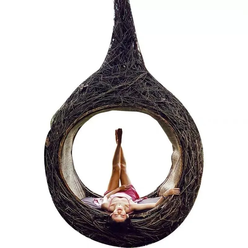 

Hanging chair Indoor Internet celebrity Nest Hanging basket chair Balcony Bali rattan rocking chair