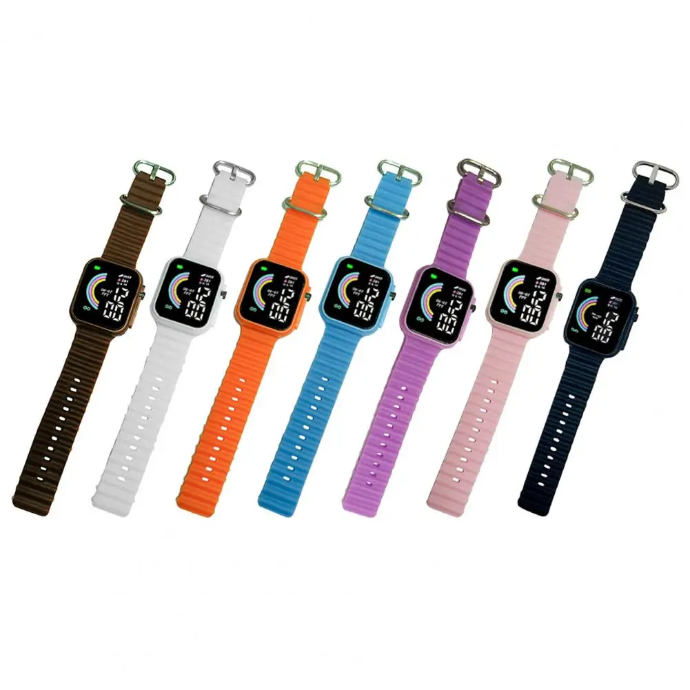 Orologio elettronico a LED quadrante quadrato arcobaleno orologio bambini studenti orologio da polso digitale orologi sportivi Casual regalo di compleanno