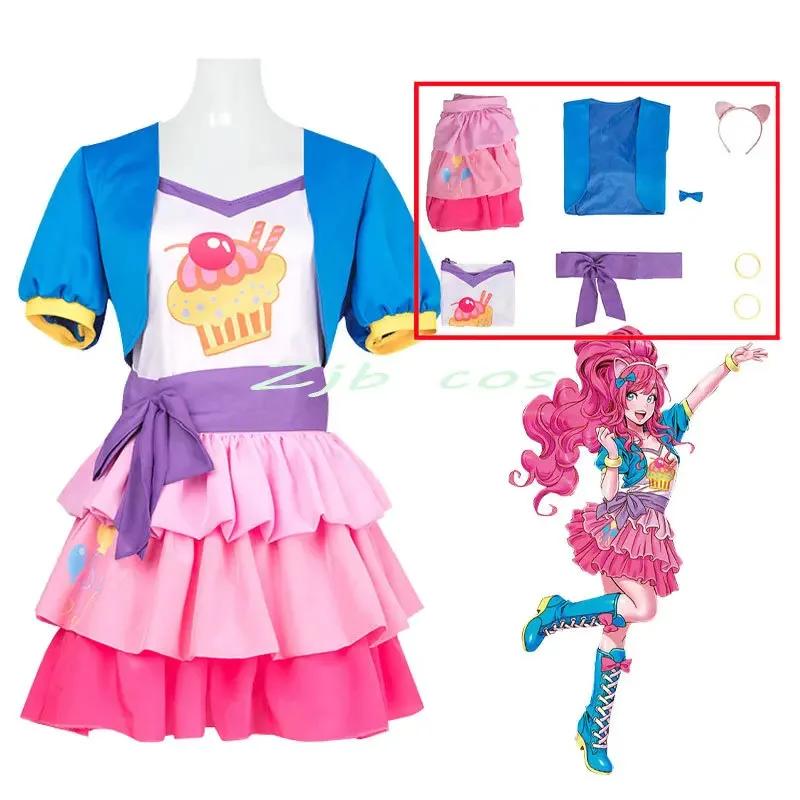 

Pie Cosplay Anime Pinkie Cosplay Costume Pink Dress Suit Halloween Girl Stage Performance Costume
