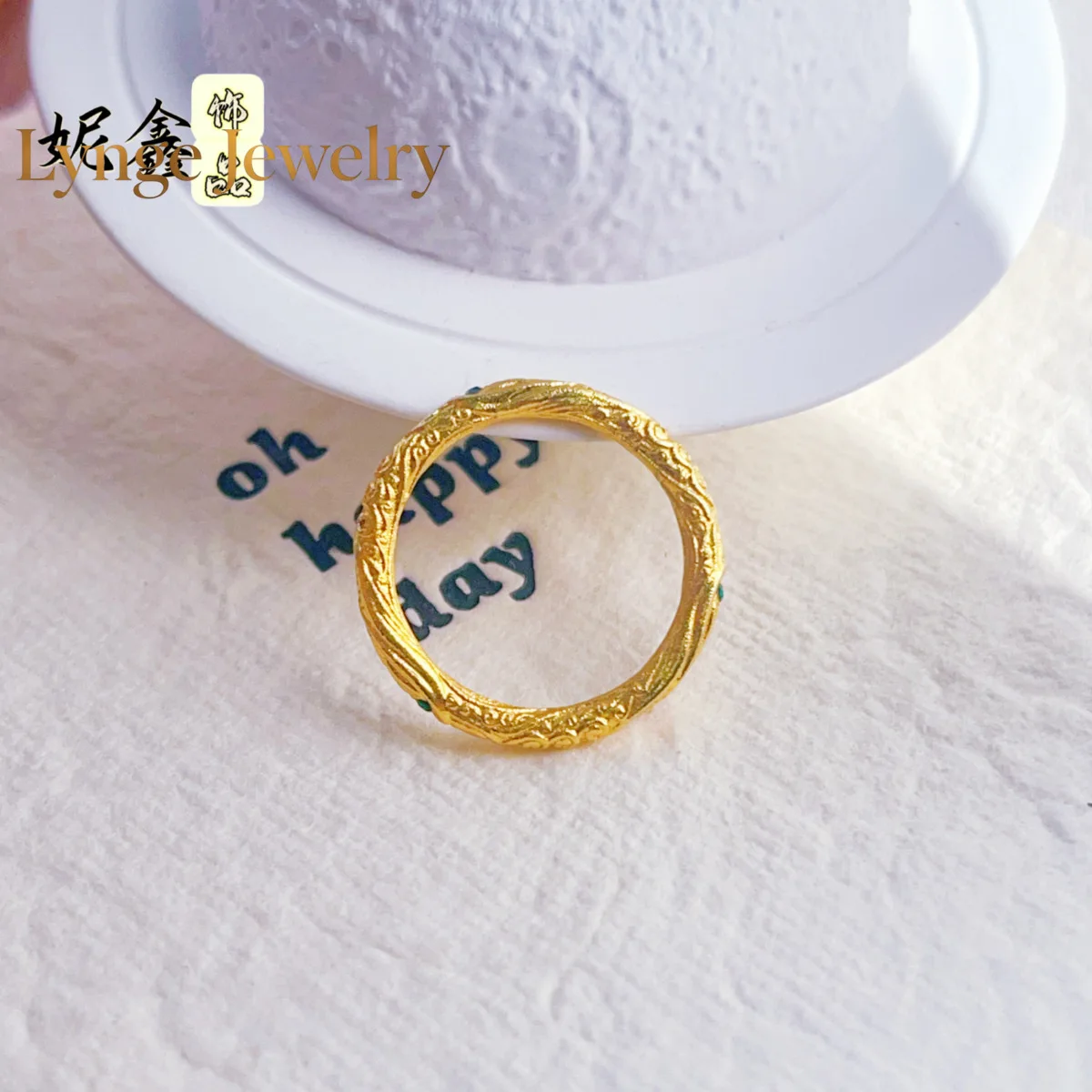 Lynge Jewelry Golden Hoop Plain Ring Women's 24K Gold AU999 - Gold golden cudgel plain ring, timeless value, daily delicate jewe