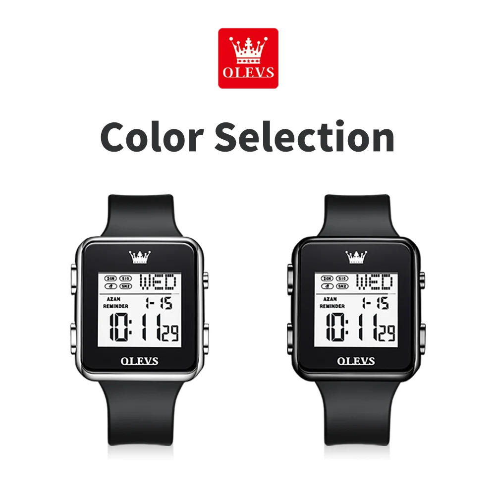 Olevs 1105 relógio masculino novo quadrado pulseira de silicone grande mostrador claro relógio elegante led calendário luminoso relógio eletrônico masculino