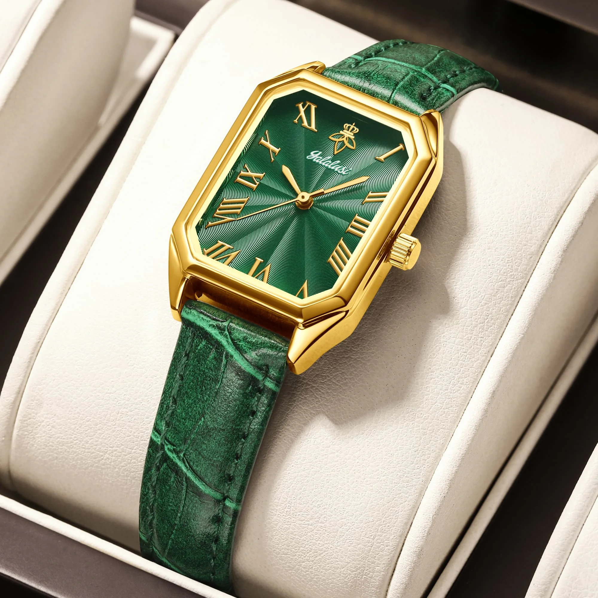 YaLaLuSi Fashionable Ladies’ Watch with a Compact Square Dial and Leather Strap – an Elegant Quartz Timepiece Reloj