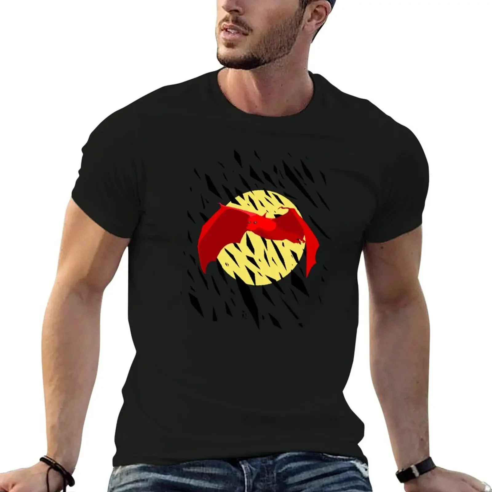 Red Bat Game Adventure with Yellow Sun T-Shirt blanks custom t shirt mens graphic t-shirts anime