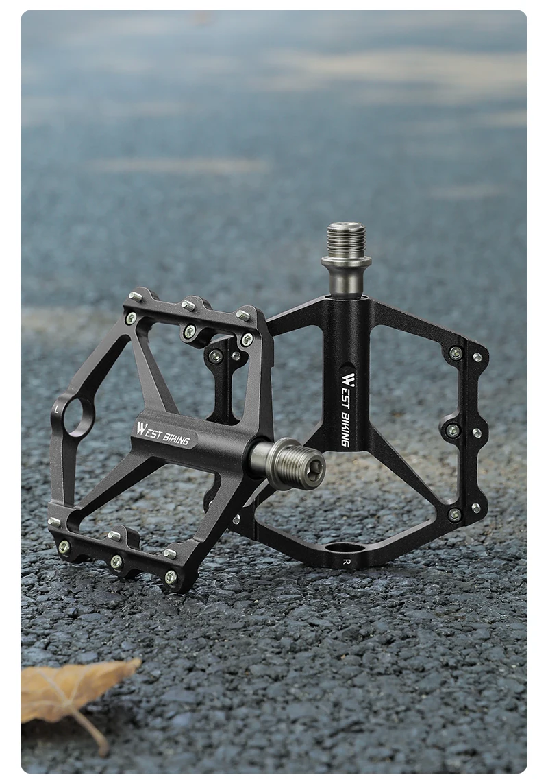 WEST BIKING Ultraleichtes Fahrradpedal 3 Lager Aluminiumlegierung Breites Fahrradpedal Rutschfestes MTB Rennrad-Pedal Fahrradzubehör – Detail 14