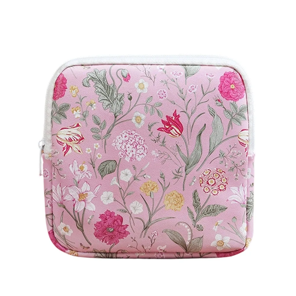 Portable Zipper Pouch Sanitary Pads Bag Large Capacity Multipurpose Cosmetic Bag Sundries Storage Pouch for Women Girls