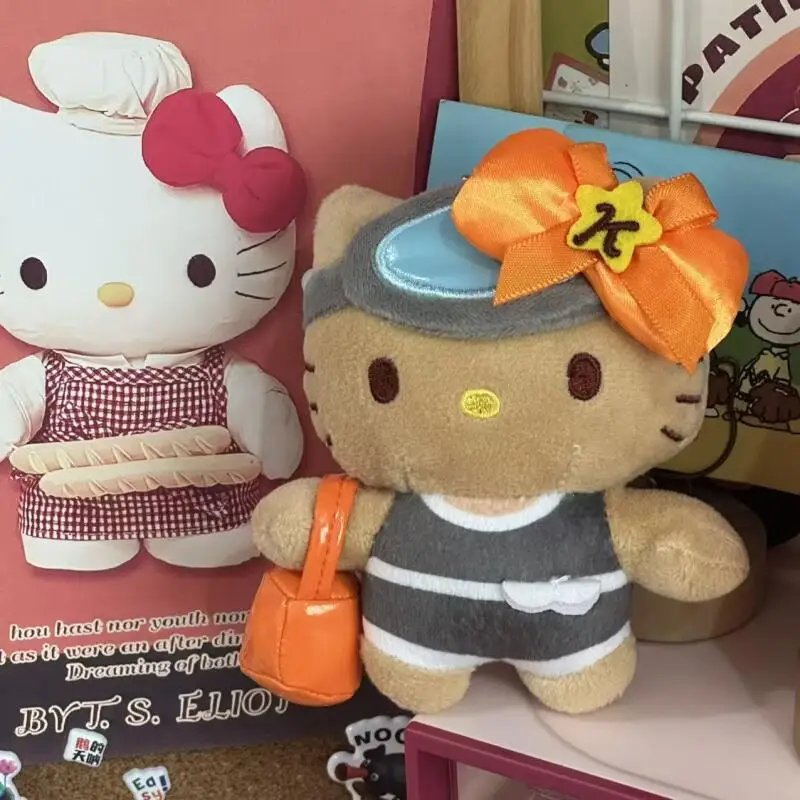 

Kawaii Sanrio черная кожа Hello Kitty милый мультфильм креативные плюшевые игрушки рюкзак кулон брелок подарок на день рождения для девочек периферийные устройства