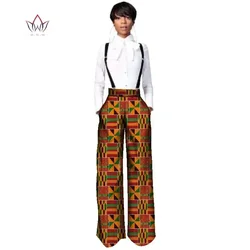 BRW High Quality Pants African Straight Full Length Trousers One Piece Romper with Print Dashiki Clothing for Women WY2478
