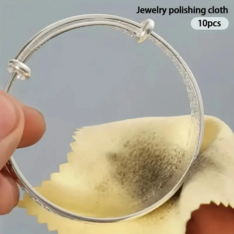 10pcs Jewelry Polishing Cloths for Silverware Care, Anti-Tarnish Cleaning Rags for Necklaces, Rings, Bracelets