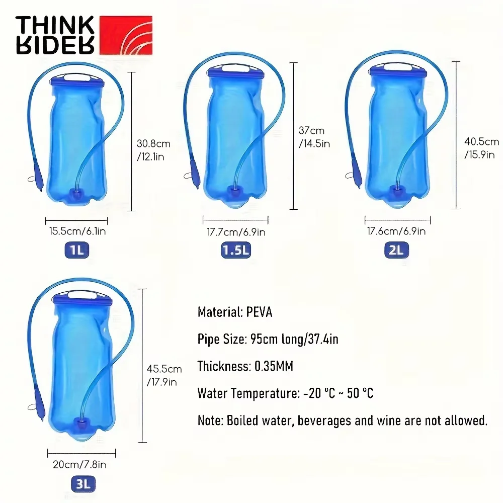 ThinkRider Water Bladder Water Reservoir Hydration Pack Storage Bag BPA Free 1L 1.5L 2L 3L Running Hydration Vest Backpack