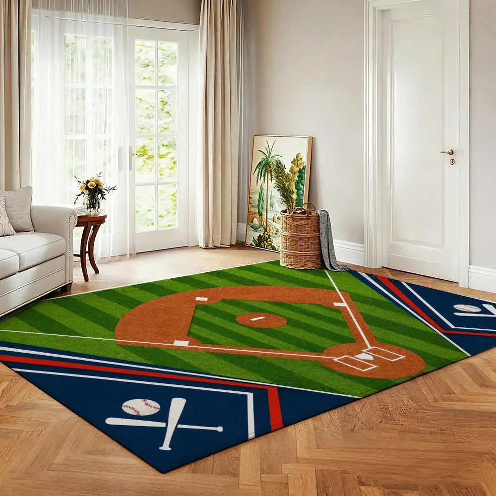 Baseball Home Field Vintage Sports Graphic Design Floor Mat Soft Flannel Non Slip Absorbent Entryway Bathroom Bedroom Garage