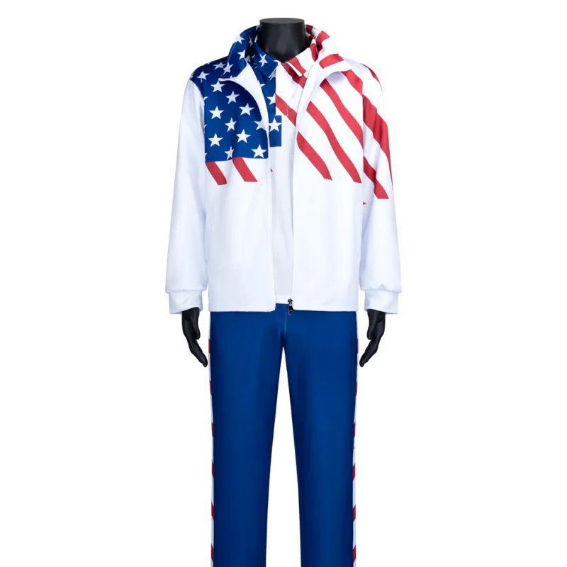 Anime o príncipe do tênis cosplay trajes ryoma echizen eua uniforme da equipe dos homens bandeira americana impressão jaqueta traje de halloween