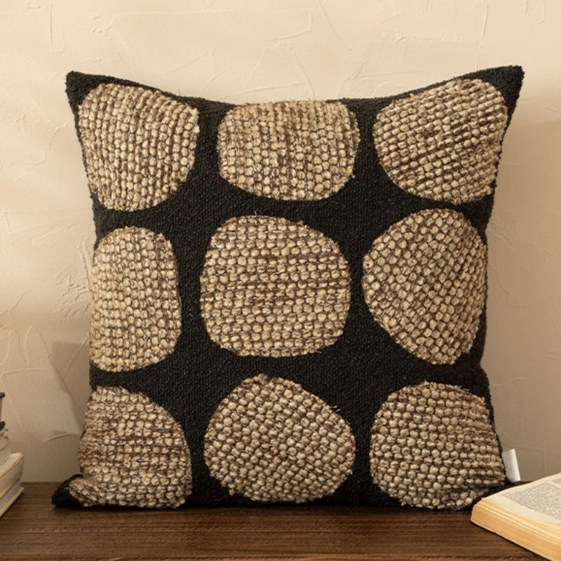 Luxury Granular Texture Embroidered Cushion Cover 45*45cm Italian Premium Retro Woven Pillow Covers Decorative Decor Home