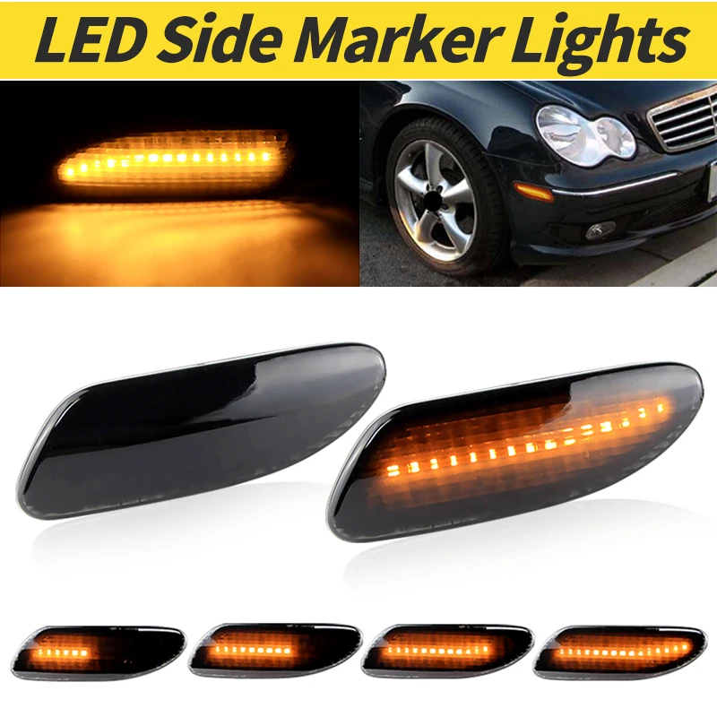 

2 шт. автомобильные последовательные поворотники, динамические светодиодные боковые габаритные индикаторы, лампы для Benz W203 C55 AMG C CLASS C230 C240 C280 C32 C320 C350