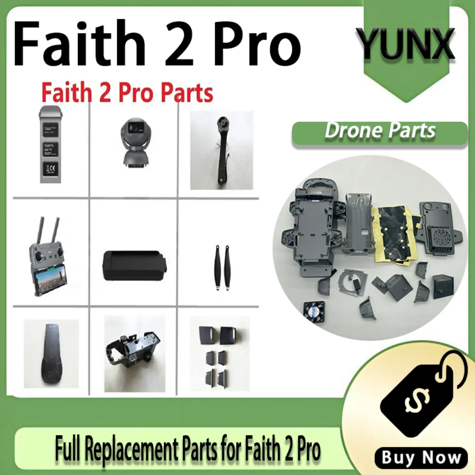 Premium Spare Parts Propeller Shell Arm Leg Charger Camera Cable Remote Control Accessories for Faith2 Pro RC Drone