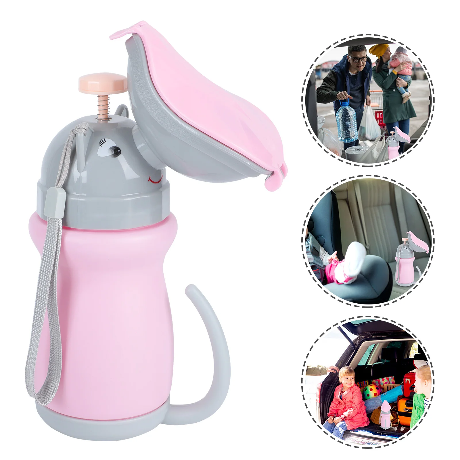 

1pc Portable Urinal Bottle Cute Kids Car Potty ABS Toilet Emergency Travel Pee Reusable Easy Wash Lightweight Small Size