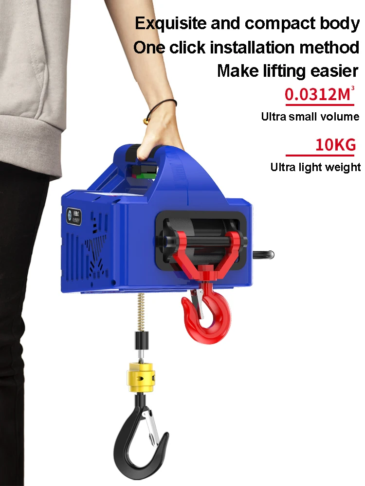 Portable Electric Hoist 220V Crane Household Small Lifting And Hoisting Machine Portable Remote-Controlled Traction Electric Hoi