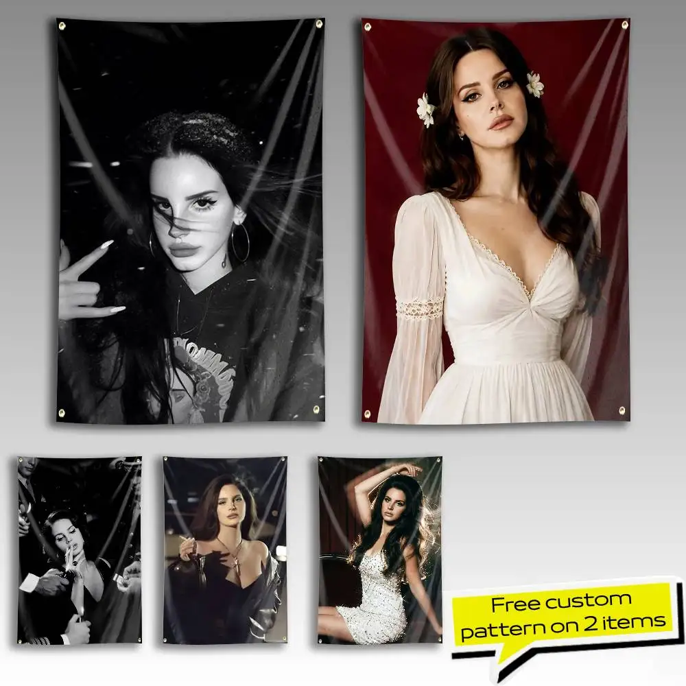 LDR-Lana D-Del-Rey Singer Flag Tapestry Banner for Bedroom Living Room Outdoor Camping Custom Supported