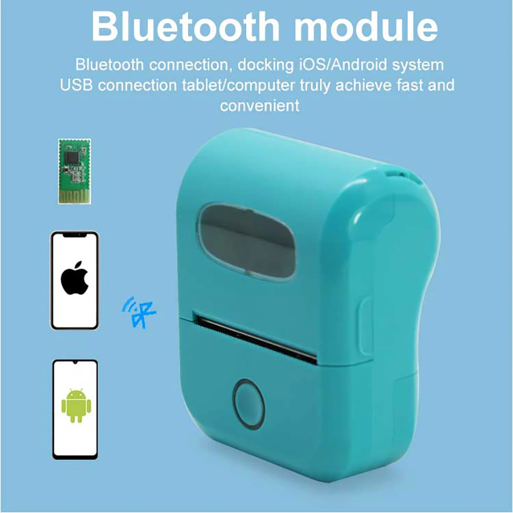 2Inch Mini Bill Printing Machine with Rechargeable Battery Wireless Bluetooth Portable Thermal Receipt Printer for Cell Phone