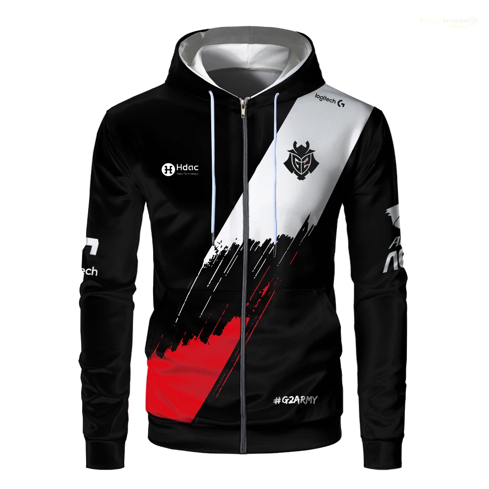 G2 Esports Team Uniform Zip Up Hoodies CS GO Dota2 LOL Games Jersey Men Hoodie 2024 NIKO Fans Oversized Training Clothes Custom