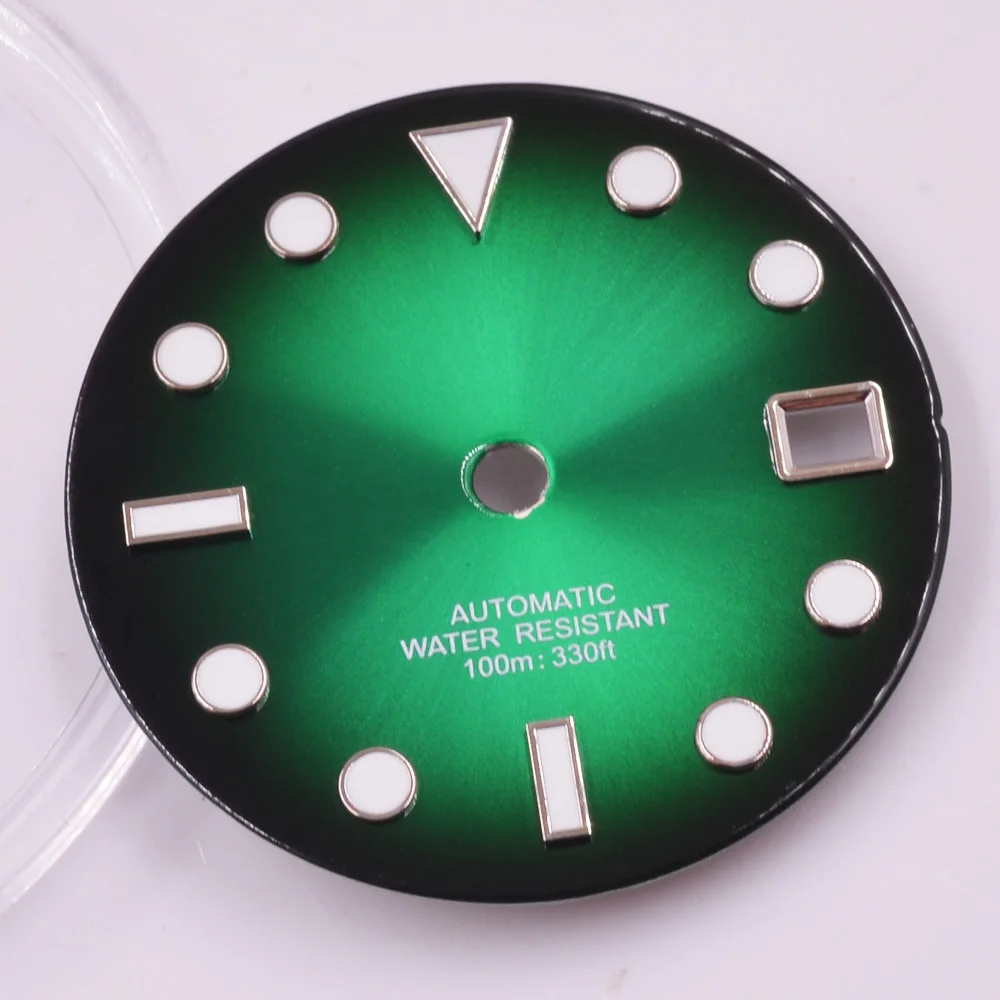 29mm Blue/Red/Yellow/Green Watch Dial Green luminous Fit NH35 NH36 Movement Watch Accessories Sterile Dial