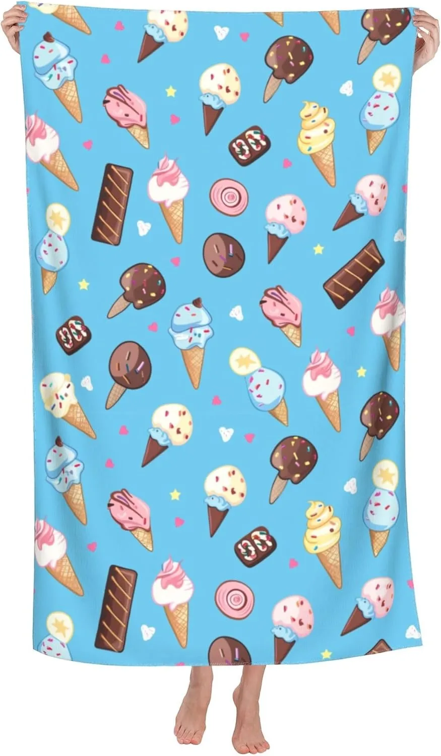 Oversize Ice cream pattern Beach Towel for friends Gifts Towel Quick-Dry Towel For Bath Yoga Tourism Beach GYM Camping Swimming