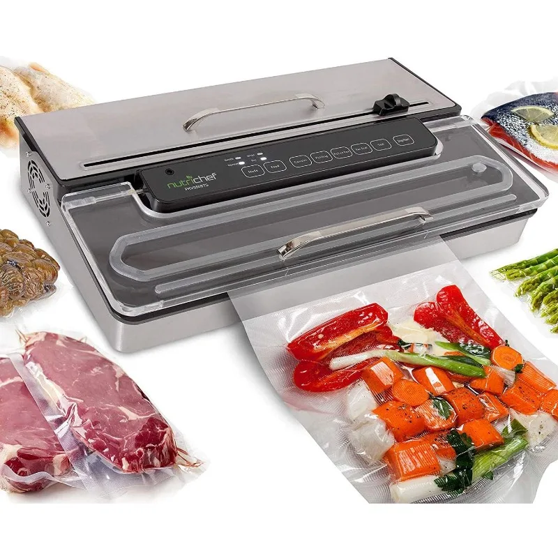 NutriChef PKVS50STS Commercial Grade Vacuum Sealer Machine-400W Automatic Double Piston Pump Air Machine