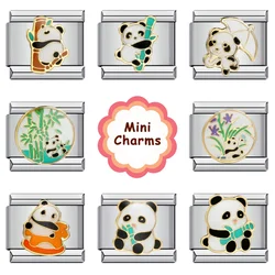 Fashion Cute Y2k Colorful Glaze Panda Charms collegamenti italiani braccialetti da 9mm braccialetto in acciaio inossidabile gioielli fai da te