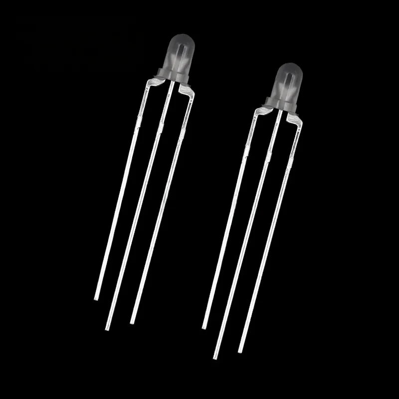 50pcs/lot 3MM Round Clear / Fog Two Colors Common Anode /Cathode LED Red & Green / Blue Bi-Color 3 Pins Light Emitting Diode