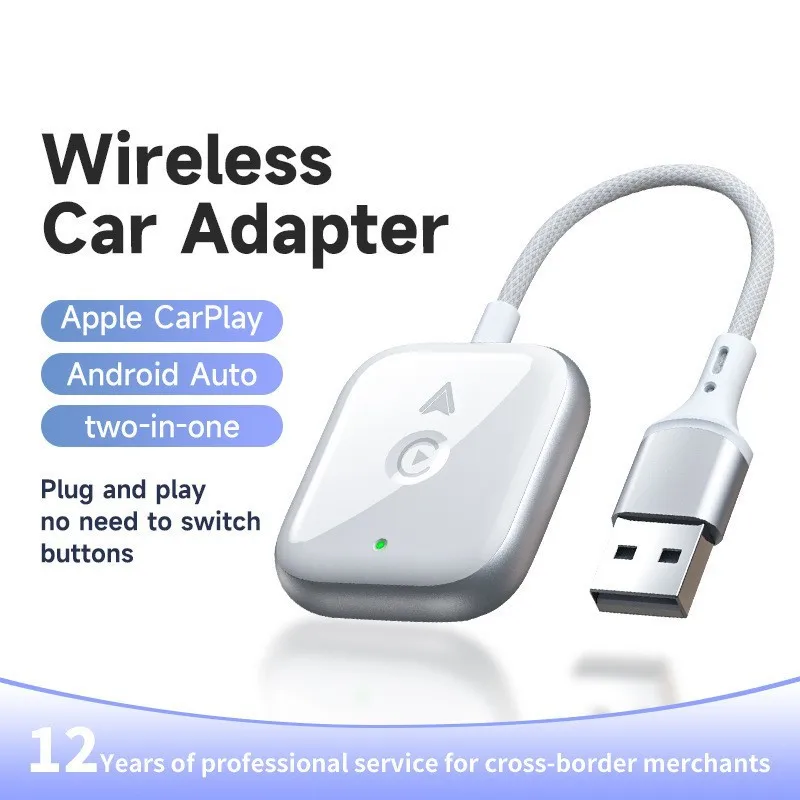 2026 New Product Wireless CarPlay Box Wired to Wireless Adapter CarPlay Android Auto 2-in-1